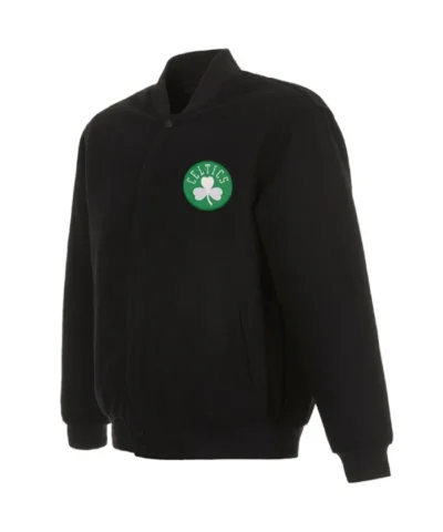 Boston Celtics Embroidered Logo Black Varsity Wool Jacket