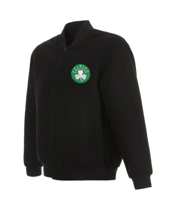 Boston Celtics Embroidered Logo Black Varsity Wool Jacket