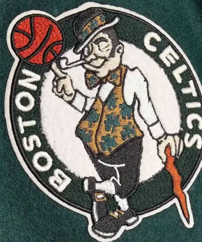 Boston Celtics WoolLeather Full-Zip Dark Green Varsity Jacket