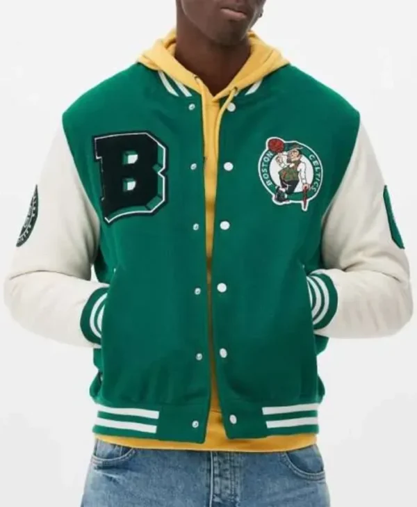 Boston Celtics Green & Off White Varsity Jacket