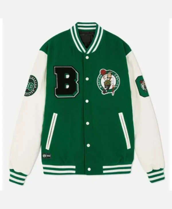 Boston Celtics WoolLeather Green and Off White Jacket