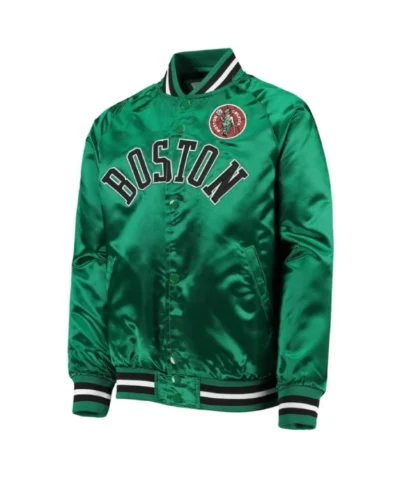 Shop Youth Hardwaood Classics Boston Celtics Full-Snap Satin Kelly Green Jacket