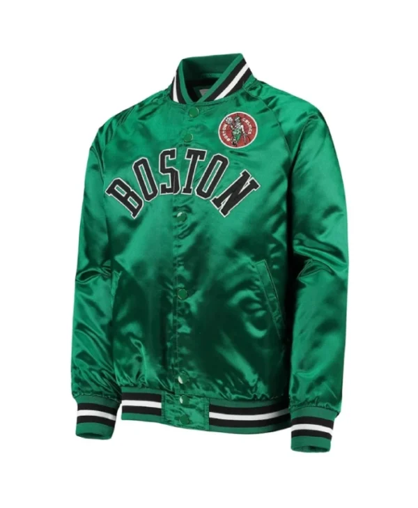 Shop Youth Hardwaood Classics Boston Celtics Full-Snap Satin Kelly Green Jacket