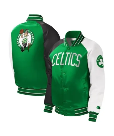 Boston Celtics Youth Kelly Green Full-Snap Varsity Satin Jacket