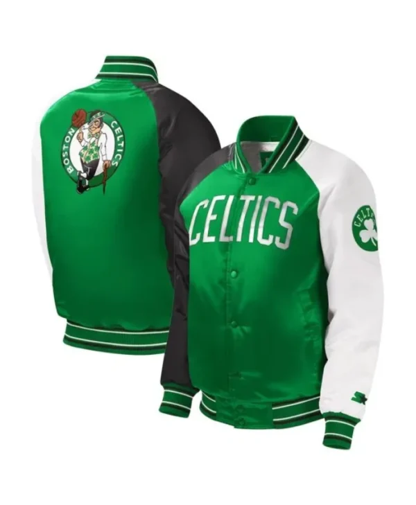 Boston Celtics Youth Kelly Green Full-Snap Varsity Satin Jacket