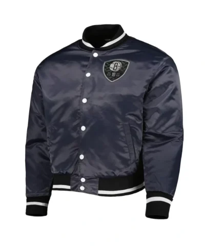 Shop Brooklyn Nets 10th Anniversary Charcoal Full-Snap Jacket