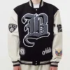 12 Brooklyn Nets Black and White WoolLeather Jacket