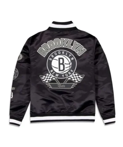Brooklyn Nets Rally Drive 2024 Black Satin Jacket