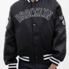 Shop Brooklyn Nets Full-Snap Satin Black Bomber Jacket