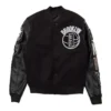 Brooklyn Nets Black Letterman Woola and Leather Varsity Jacket