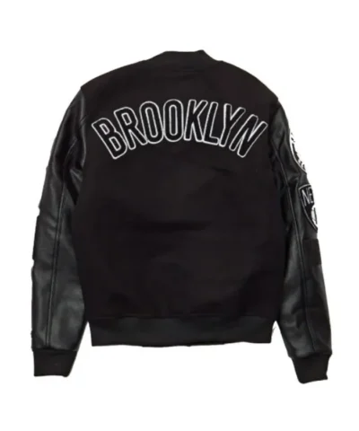 Brooklyn Nets Black Letterman Jacket