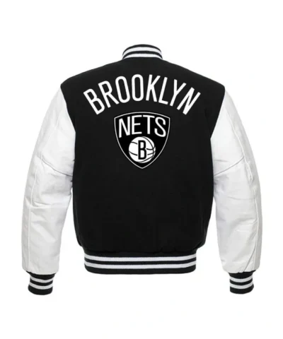 Brooklyn Nets Black and White Varsity Jacket