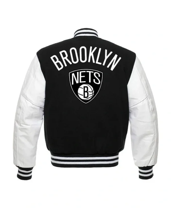 Brooklyn Nets Black and White Varsity Jacket