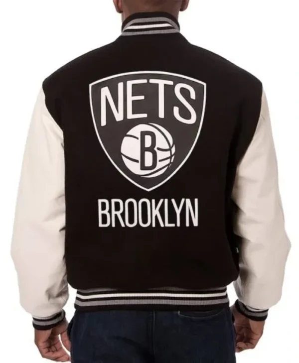 Brooklyn Nets BlackWhite Varsity Jacket