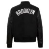 Brooklyn Nets Classic Varsity WoolLeather Black and White Jacket