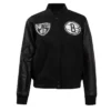 Shop Brooklyn Nets Classic Full-Zip WoolLeather Varsity Jacket