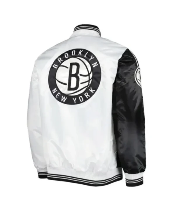 Brooklyn Nets Fast Break BlackWhite Satin Jacket