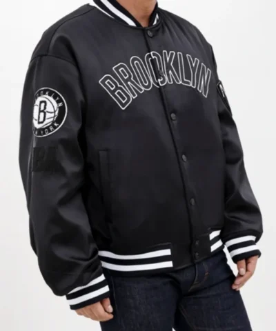 Shop Brooklyn Nets Black Bomber Jacket