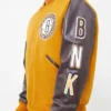 Shop Brooklyn Nets Full-Zip Orange and Brown Varsity Jacket
