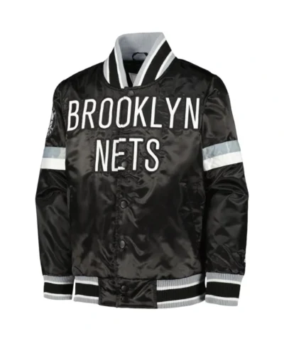 Brooklyn Nets Home Game Varsity Full-Snap Satin Jacket