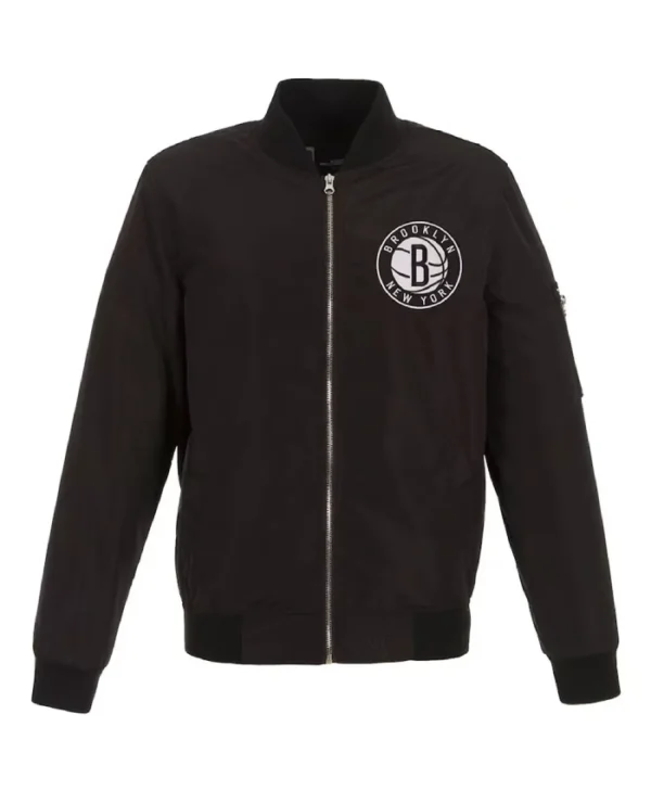 Brooklyn Nets Lightweight Full-Zip Nylon Bomber Jacket
