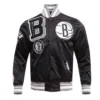 Brooklyn Nets Mashup Classic Rib Full-Snap Satin Black Jacket