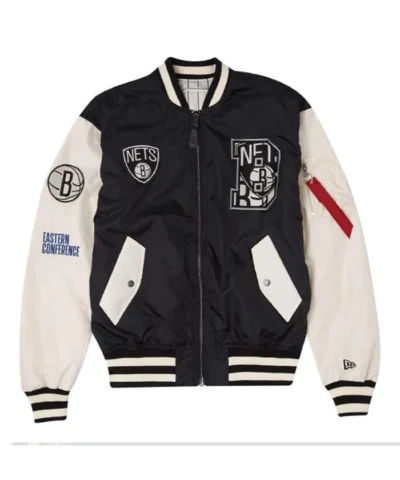 Shop New Era Brooklyn Nets Full-Zip Bomber Jacket