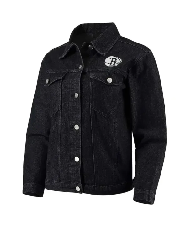 Shop Button-Up Brooklyn Nets Patch Denim Jacket