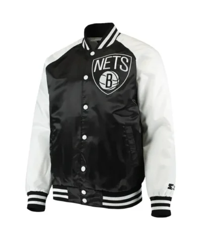 Point Guard Brooklyn Nets Full-Snap Satin Black and White Jacket