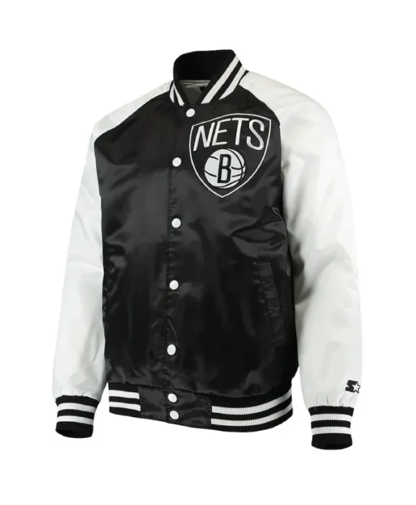 Point Guard Brooklyn Nets Full-Snap Satin Black and White Jacket