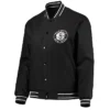 Shop Brooklyn Nets Black Poly Twill Full-Snap Jacket