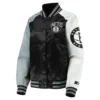 Brooklyn Nets Reliever Raglan Full-Snap Satin Varsity Jacket
