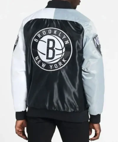 Brooklyn Nets Remix Color-Block Satin Varsity Jacket