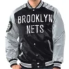 Shop Renegade Brooklyn Nets Full-Snap Varsity Satin Jacket