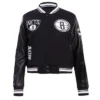 Brooklyn Nets Retro Classic CreamBlack Varsity Jacket