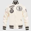 Buy Retro Classic Brooklyn Nets Rib Satin Full-Snap Jacket