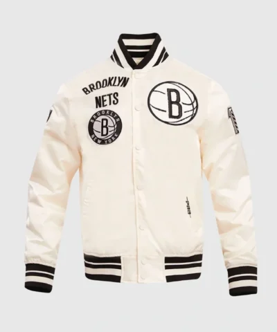 Buy Retro Classic Brooklyn Nets Rib Satin Full-Snap Jacket