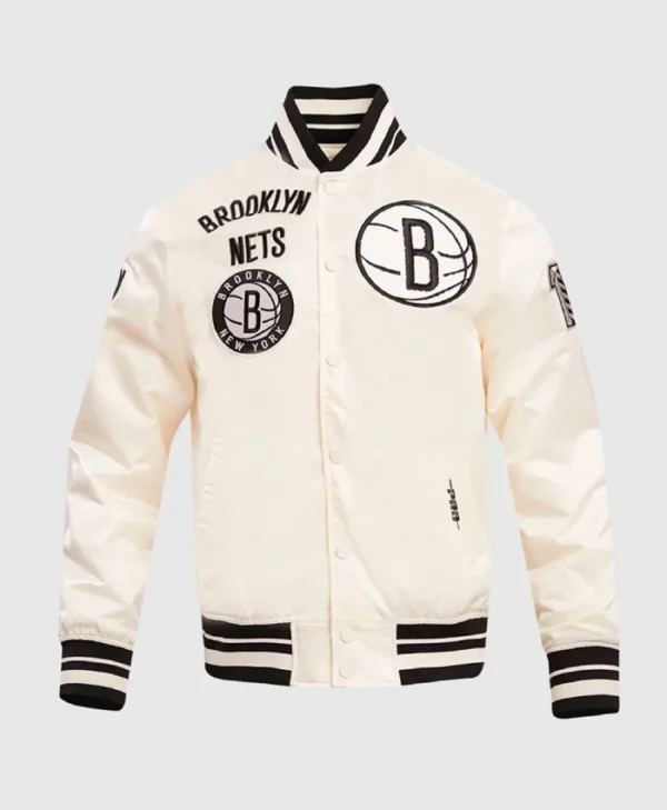 Buy Retro Classic Brooklyn Nets Rib Satin Full-Snap Jacket