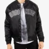 Pro Brooklyn Nets Full-Snap Bomber Satin Black Jacket