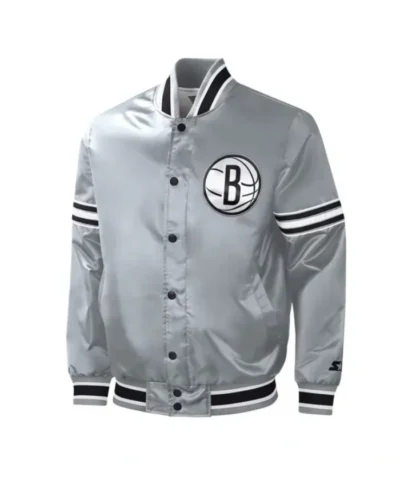 Brooklyn Nets Slider Varsity Full-Snap Satin Jacket