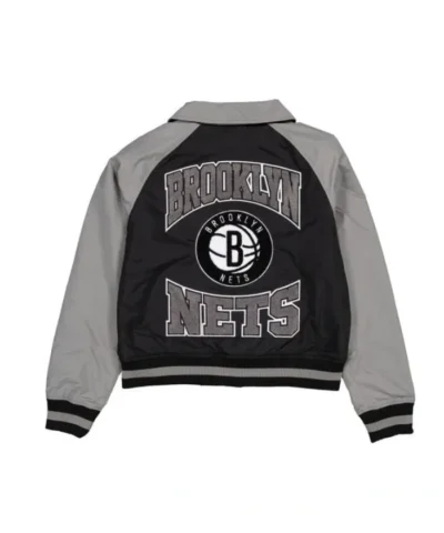 Brooklyn Nets Black and Gray Throwback Jacket