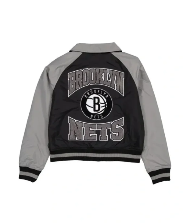 Brooklyn Nets Black and Gray Throwback Jacket