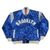 Brooklyn Nets Tip Tops Two Varsity Full-Snap Satin Blue Jacket