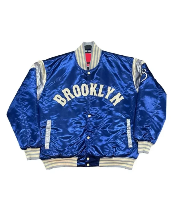 Brooklyn Nets Tip Tops Two Varsity Full-Snap Satin Blue Jacket