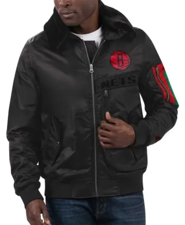 Shop Black History Month Brooklyn Nets Ty Mopkins Full-Zip Satin Jacket