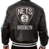 Brooklyn Nets Varsity Black Leather Jacket