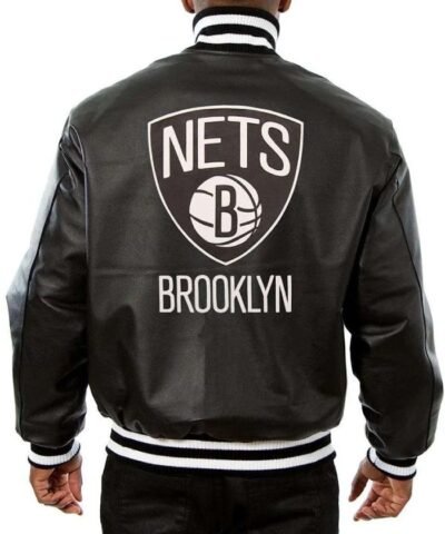 Brooklyn Nets Varsity Black Leather Jacket