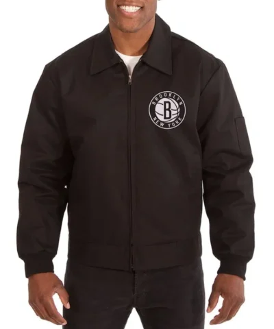 Brooklyn Nets Workwear Black Cotton Full-Zip Jacket