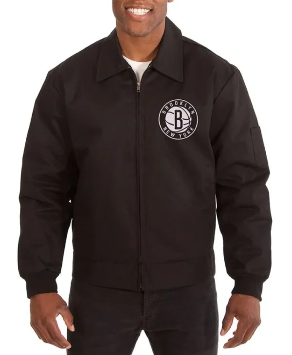 Brooklyn Nets Workwear Black Cotton Full-Zip Jacket