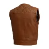 Men's Biker Brown Quilted Leather Vest